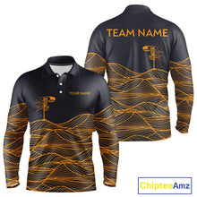 Load image into Gallery viewer, Black and Orange Disc Golf basket Disc golf polo shirts For men Custom team disc golf outfit NQS9959