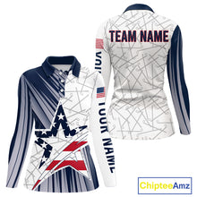 Load image into Gallery viewer, Personalized Red, White and Blue American Flag Star Golf Camo polo shirts for women , unique golf gift NQS9960