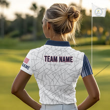Load image into Gallery viewer, Personalized Red, White and Blue American Flag Star Golf Camo polo shirts for women , unique golf gift NQS9960