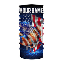 Load image into Gallery viewer, Carp Fishing blue galaxy 3D American Flag patriotic Customize name All over print fishing shirts NQS449
