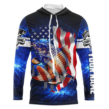 Load image into Gallery viewer, Carp Fishing blue galaxy 3D American Flag patriotic Customize name All over print fishing shirts NQS449