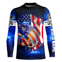 Load image into Gallery viewer, Carp Fishing blue galaxy 3D American Flag patriotic Customize name All over print fishing shirts NQS449