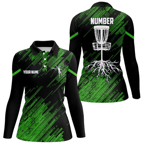 Green camo Black Women disc golf polo shirts custom disc golf team disc golf jerseys NQS7816