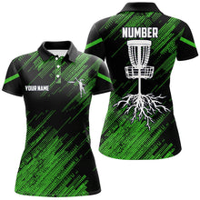 Load image into Gallery viewer, Green camo Black Women disc golf polo shirts custom disc golf team disc golf jerseys NQS7816