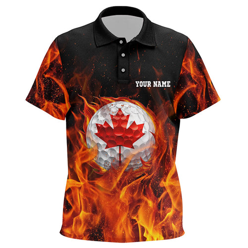 Canadian golf ball flame Kid golf polo shirts custom golf outfits for Kid, personalized golf gifts NQS8041
