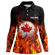 Load image into Gallery viewer, Canadian golf ball flame Women golf polo shirt custom golf outfits for ladies, personalized golf gifts NQS8041