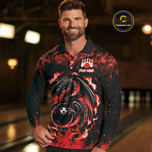 Load image into Gallery viewer, Black and Red Flame Dragon bowling shirts for Men Custom Bowling Team Jersey, gift for Bowler NQS10245