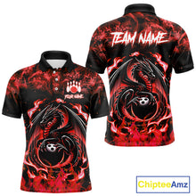 Load image into Gallery viewer, Black and Red Flame Dragon bowling shirts for Men Custom Bowling Team Jersey, gift for Bowler NQS10245