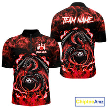 Load image into Gallery viewer, Black and Red Flame Dragon bowling shirts for Men Custom Bowling Team Jersey, gift for Bowler NQS10245
