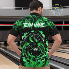 Load image into Gallery viewer, Black and Green Flame Dragon bowling shirts for Men Custom Bowling Team Jersey, gift for Bowler NQS10246