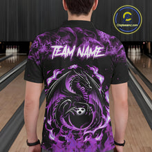 Load image into Gallery viewer, Black and Purple Flame Dragon bowling shirts for Men Custom Bowling Team Jersey, gift for Bowler NQS10247