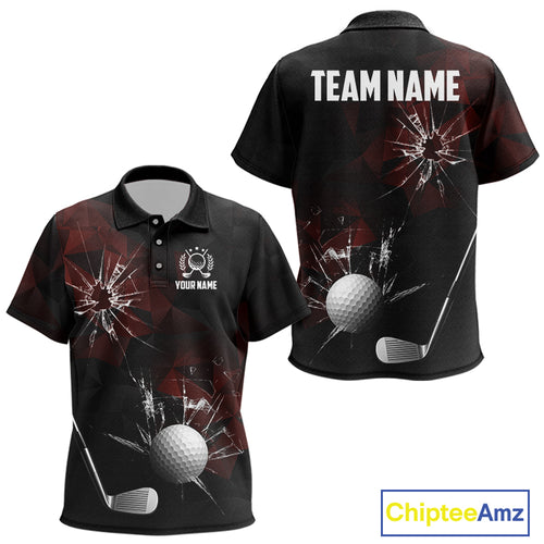 Black and Red Camo Broken golf ball Kid Golf polo shirts Custom Team Golf attire for Kid NQS10449