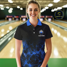 Load image into Gallery viewer, Personalized Women&#39;s bowling shirts Blue lightning Bowling Ball Pins bowling jerseys for Bowler NQS10633