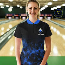 Load image into Gallery viewer, Personalized Women&#39;s bowling shirts Blue lightning Bowling Ball Pins bowling jerseys for Bowler NQS10633