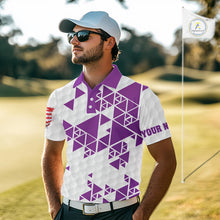 Load image into Gallery viewer, Funny Mens golf polo shirts Purple and white custom I was one under today, under a tree, bush, water NQS11638
