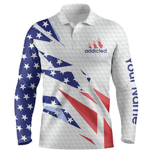 Load image into Gallery viewer, American flag white golf addicted golf ball Mens golf polo shirts custom patriotic golf tops for mens NQS5449