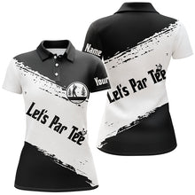 Load image into Gallery viewer, Black and white Womens golf polo shirts custom name let's par tee golf tops for women NQS5454