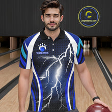 Load image into Gallery viewer, Blue Lightning Thunder Bowling Shirts For Men Custom Bowling Jerseys Men, Best Bowling Shirts NQS10879