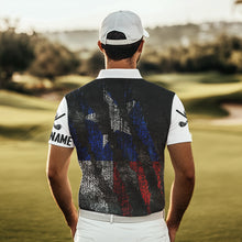 Load image into Gallery viewer, Black and White Grunge Texas Flag Men golf polo shirts custom Patriotic golf apparel for men NQS9377