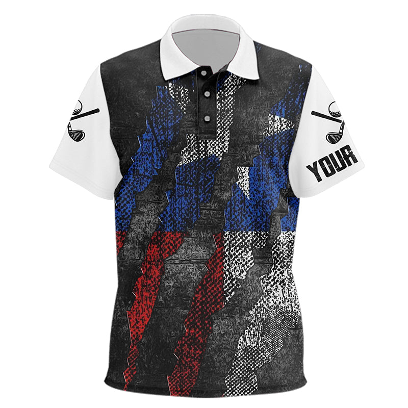 Black and White Grunge Texas Flag Kid golf polo shirts custom Patriotic golf apparel for kid NQS9377