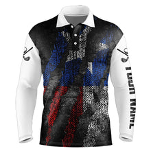 Load image into Gallery viewer, Black and White Grunge Texas Flag Men golf polo shirts custom Patriotic golf apparel for men NQS9377