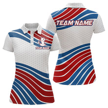Load image into Gallery viewer, Red, White and Blue Pattern Women golf polo shirts custom Patriotic golf wear for ladies NQS9381