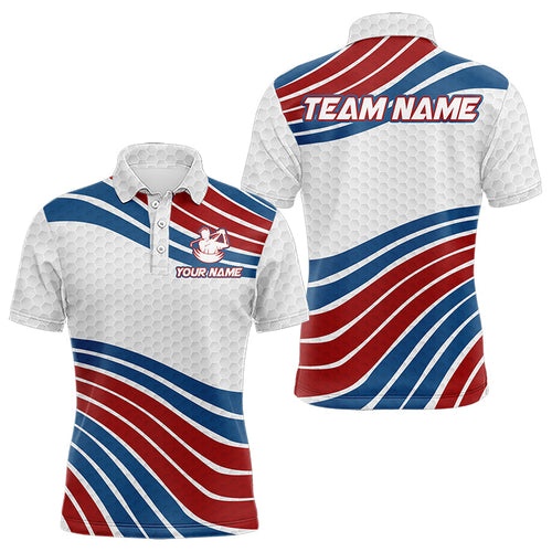 Red, White and Blue Pattern Men golf polo shirts custom Patriotic golf wear for mens NQS9381