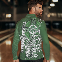 Load image into Gallery viewer, Green Irish Tribal Cross St Patrick&#39;s Day Mens bowling shirts Custom Lucky Bowling Team Jerseys NQS9382