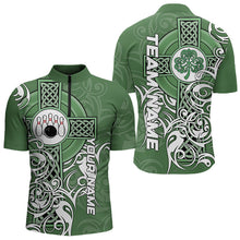 Load image into Gallery viewer, Green Irish Tribal Cross St Patrick&#39;s Day Mens bowling shirts Custom Lucky Bowling Team Jerseys NQS9382