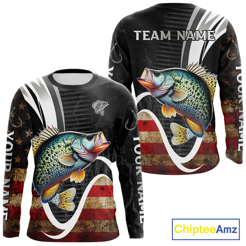 Personalized professional Crappie fishing shirts American Flag patriotic Crappie fishing jerseys NQS11460