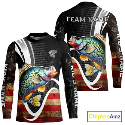 Personalized professional Crappie fishing shirts American Flag patriotic Crappie fishing jerseys NQS11460