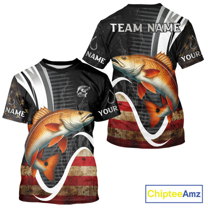 Personalized professional Redfish fishing shirts American Flag patriotic Red Drum fishing jerseys NQS11461