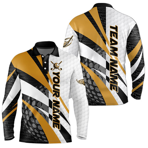 Black and White Men golf polo shirts Customize name golf attire for team | Yellow NQS9528
