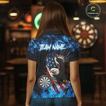 Load image into Gallery viewer, Blue Flame American Flag Eagle Women Dart Shirts Custom patriotic Dart Jersey NQS11645