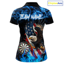 Load image into Gallery viewer, Blue Flame American Flag Eagle Women Dart Shirts Custom patriotic Dart Jersey NQS11645