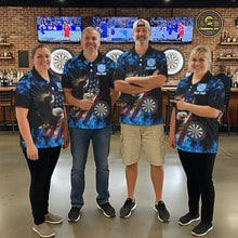 Load image into Gallery viewer, Blue Flame American Flag Eagle Women Dart Shirts Custom patriotic Dart Jersey NQS11645
