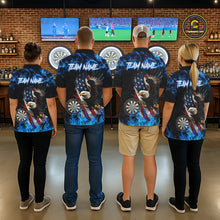 Load image into Gallery viewer, Blue Flame American Flag Eagle Women Dart Shirts Custom patriotic Dart Jersey NQS11645