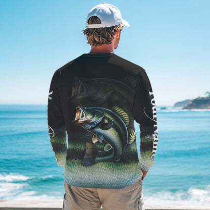 Largemouth Bass fishing green scales Custom sun protection Bass fishing jerseys, custom fishing gifts NQS9686