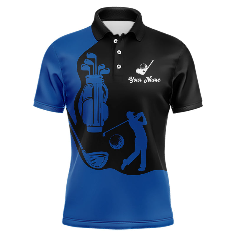 Black and Blue Mens golf polo shirt customized name golf clothing, personalized golf gifts NQS9691