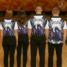 Load image into Gallery viewer, Black and White Bowling Polo, Quarter Zip Shirts For Men Custom Purple Dragon Bowling Team Jerseys NQS11740