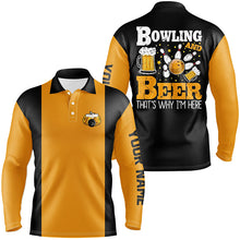 Load image into Gallery viewer, Black and yellow Retro bowling Polo shirts for men custom bowling and beer that&#39;s why I&#39;m here NQS7474