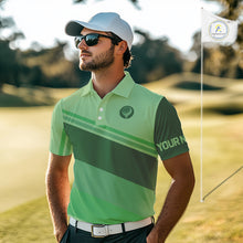 Load image into Gallery viewer, Green Mens golf polo shirts custom name mens golf tops, unique gift for the golfers NQS9970