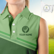 Load image into Gallery viewer, Green Women sleeveless golf polo shirts custom name ladies golf tops, unique gift for the golfers NQS9970