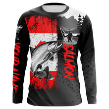 Load image into Gallery viewer, Canadian Flag Salmon Fishing Custom long sleeve performance Fishing Shirts, Salmon fishing jerseys NQS8055