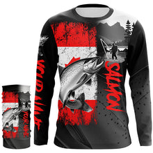Load image into Gallery viewer, Canadian Flag Salmon Fishing Custom long sleeve performance Fishing Shirts, Salmon fishing jerseys NQS8055