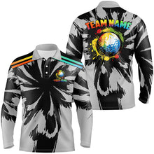 Load image into Gallery viewer, Black and gray pattern custom watercolor golf ball team Mens golf polos shirt, unique golf gifts NQS8058