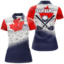 Load image into Gallery viewer, Canadian Flag Golf Clubs Navy geometric Women golf polo shirts Custom Patriotic golf outfits women NQS8264