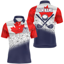 Load image into Gallery viewer, Canadian Flag Golf Clubs Navy geometric pattern Men golf polo shirts Custom Patriotic golf outfits men NQS8264