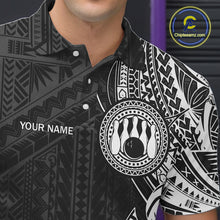 Load image into Gallery viewer, Black and White Tribal pattern Men Bowling Shirt Custom Bowling outfit men Team bowling league jersey NQS10648
