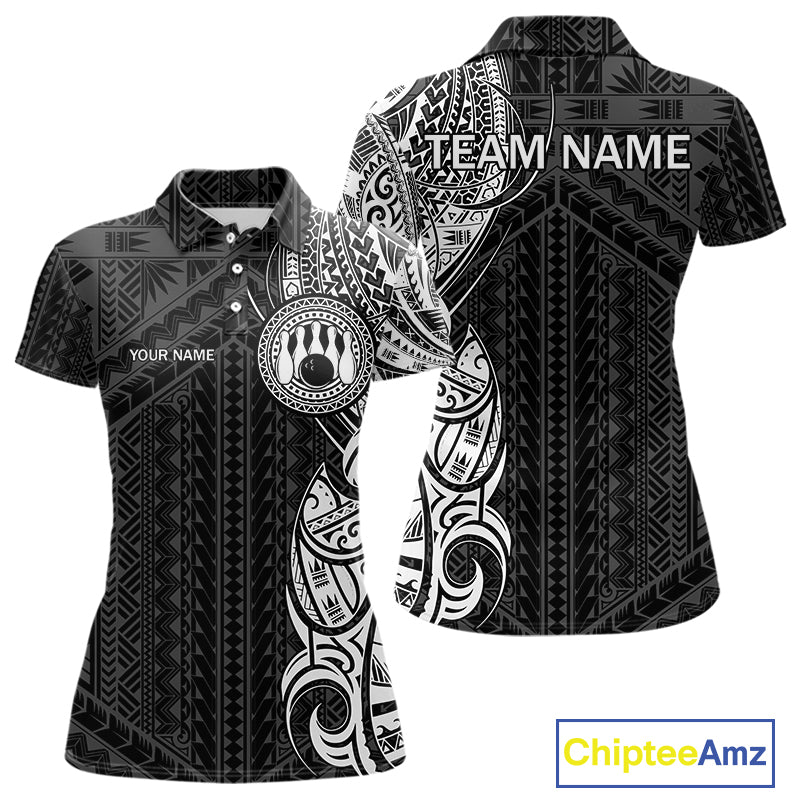 Black and White Tribal pattern Women Bowling Shirts Custom Bowling outfit ladies Team bowling jerseys NQS10648